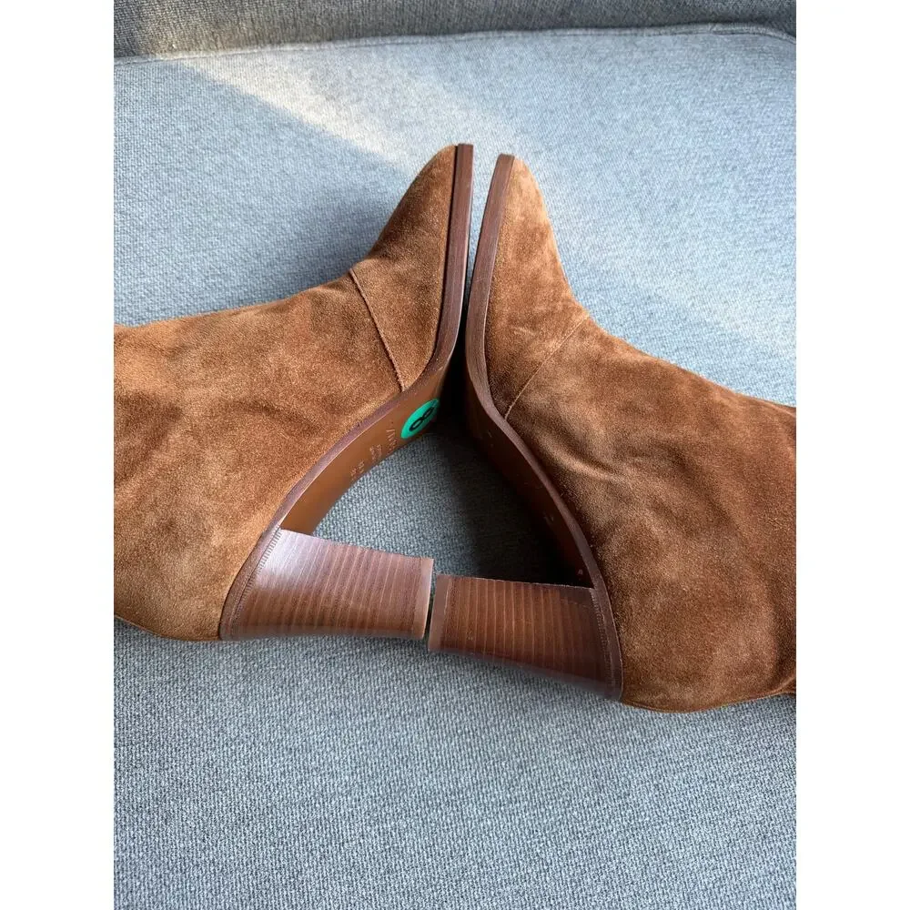 Vince Casper Knee High Pull-On Boot Tan Braow Suede Leather Women's 8